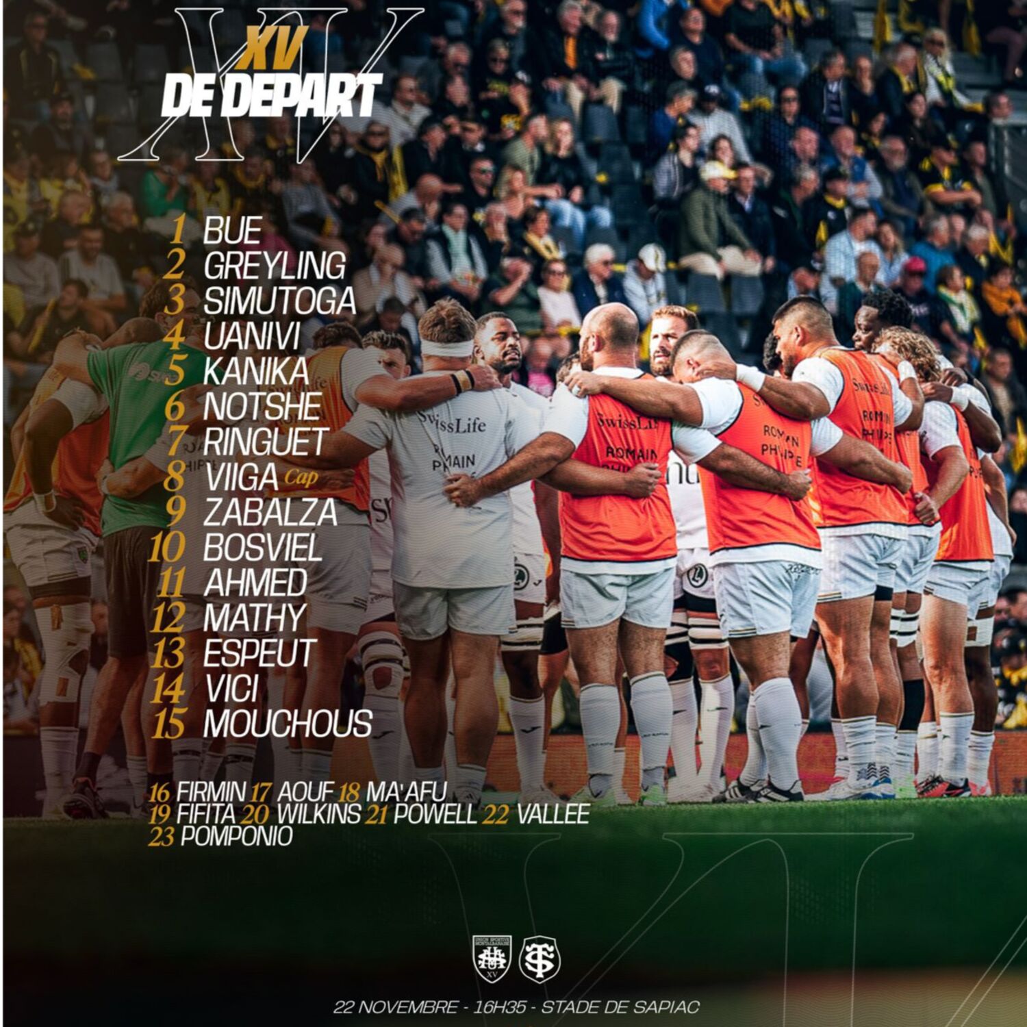 Sapiac Express : la compo d'équipe contre Toulouse !