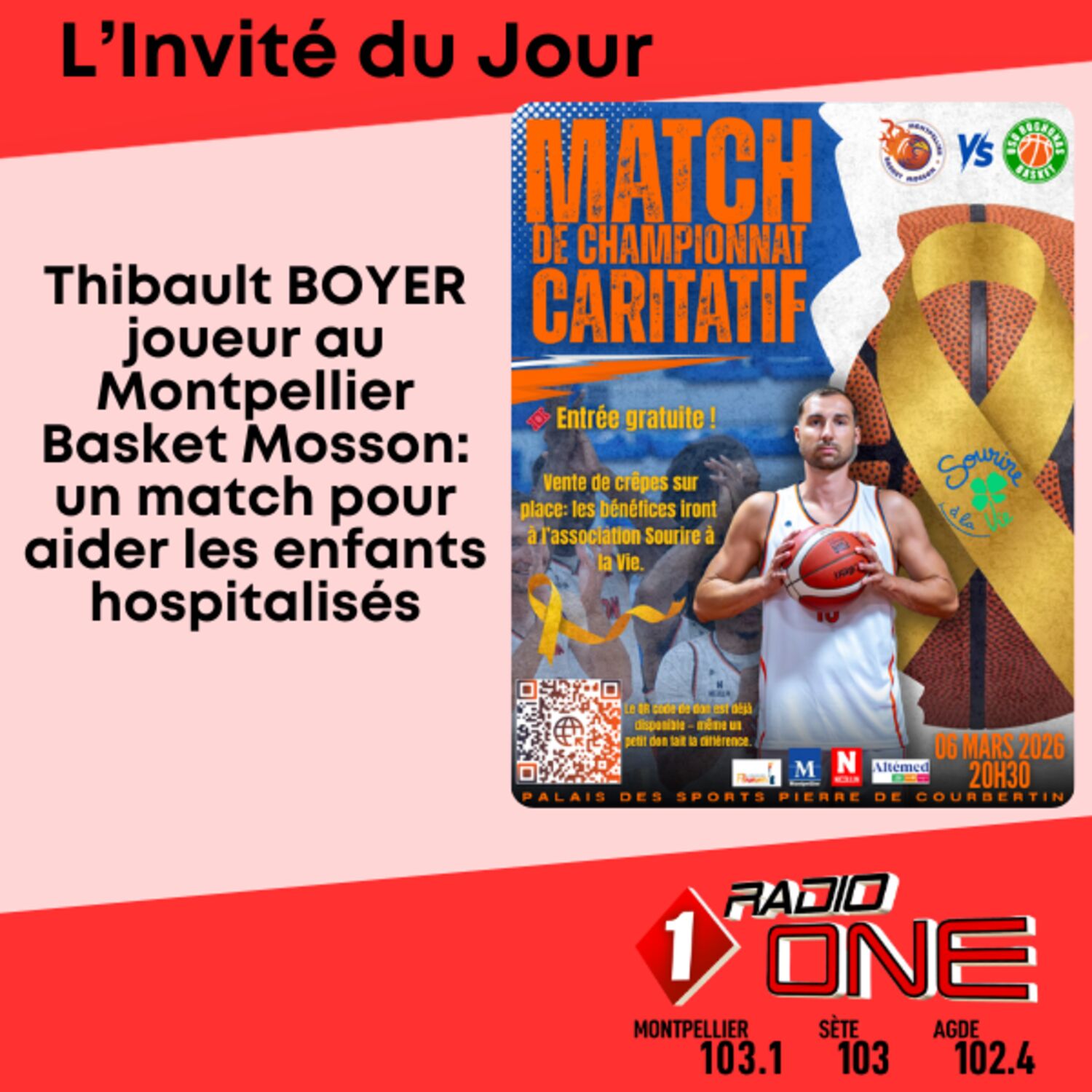 Thibault BOYER joueur du Montpellier Basket Mosson