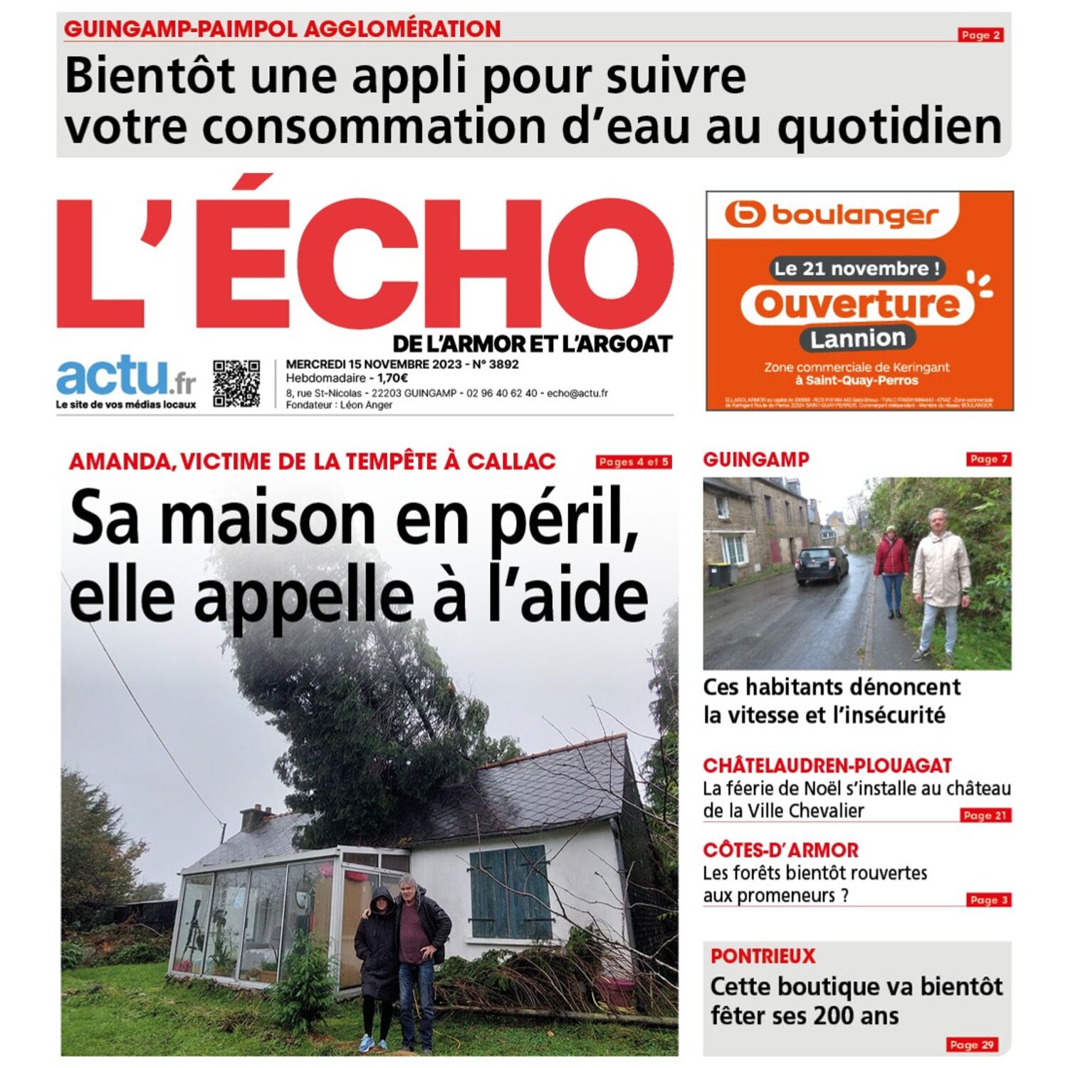 Cette semaine dans l'Echo de l' Armor et Argoat.