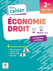Mon cahier d'Économie-Droit 2de Bac Pro (2024) - Pochette