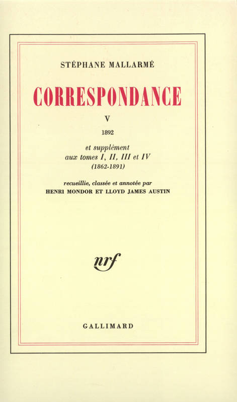 Correspondance (Tome 5-1892), 1892