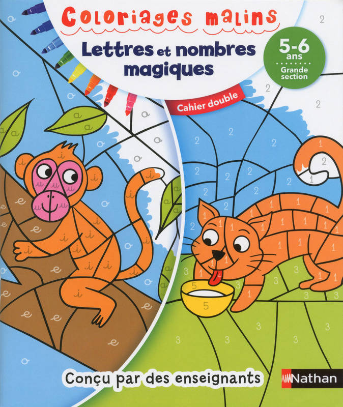 Coloriages malins Duo Lettres et nombres magiques GS