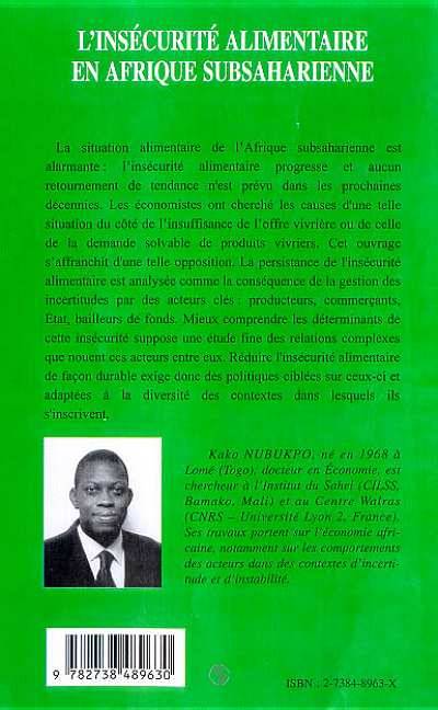 L'INSECURITE ALIMENTAIRE EN AFRIQUE SUBSAHARIENNE, Le rôle des incertitudes