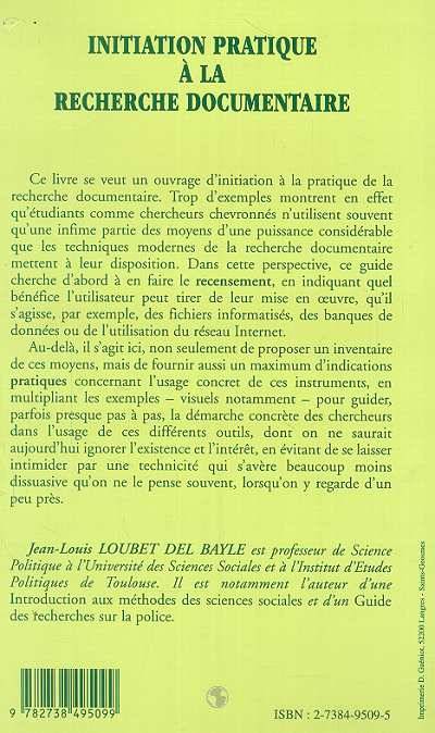 Initiation pratique à la recherche documentaire Jean-Louis Loubet Del Bayle