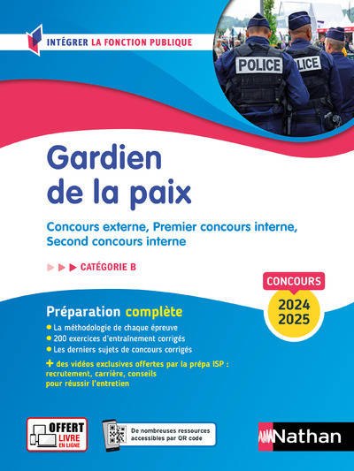 Gardien de la paix 2024-2025 - Concours externe, Premier concours interne, Second concours interne Catégorie B