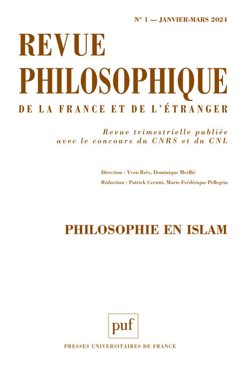 Livres Sciences Humaines et Sociales Philosophie Revue philosophique 2024, t. 149(1), Philosophie en Islam. Collectif