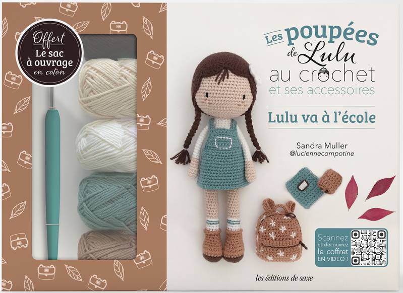 Coffret Poupée de Lulu au crochet et ses accessoires - Lulu va à l'école