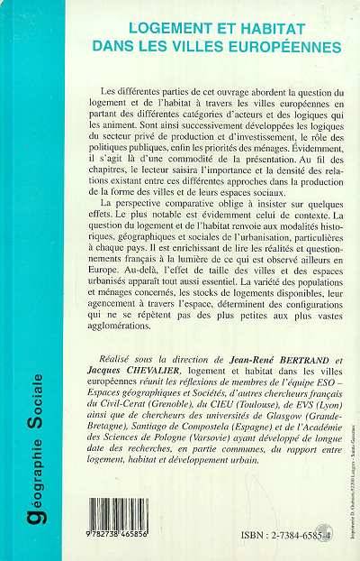 Logement et Habitat dans les Villes Européennes