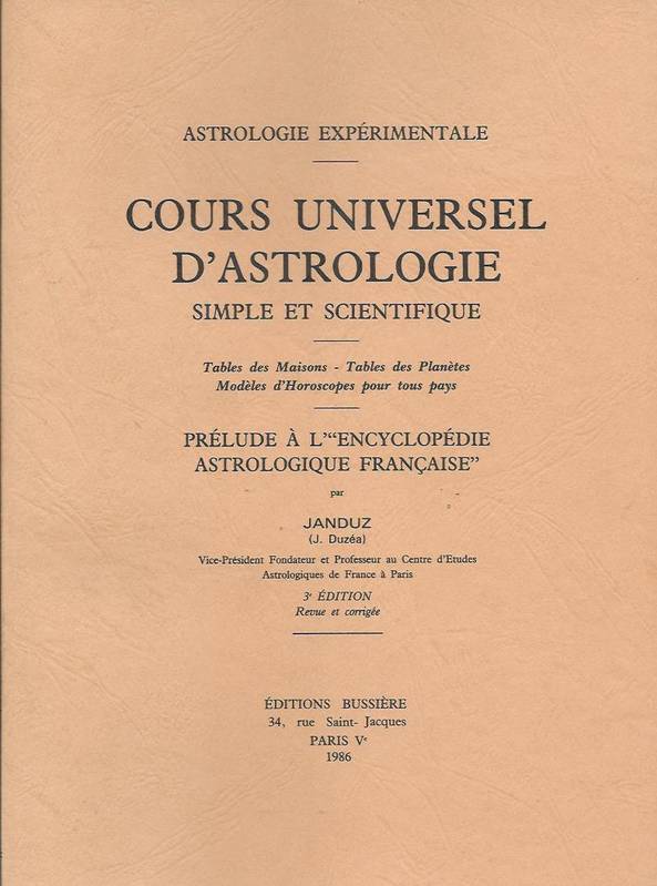 Cours universel d'astrologie simple et scientifique