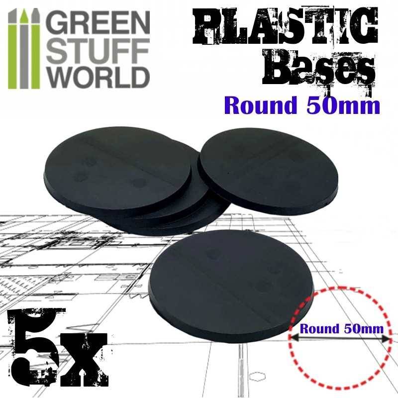 Socles 50mm ronds en plastique noir (x5)