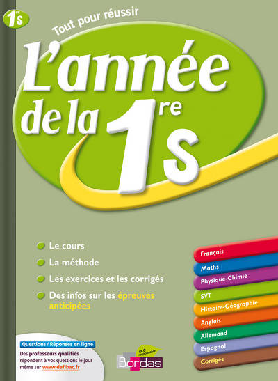 Livres Scolaire-Parascolaire Lycée L'année de la 1re S Nicole Gandilhon, Bernard Msihid, Gaspard Mbaye, Jacqueline Turgis, Sylviane Lucigny, Gabriel Boissière, Sophie Pailloux-Riggi, Sandrine Schreyeck, Fabrice Malkani, Norbert Dubouis