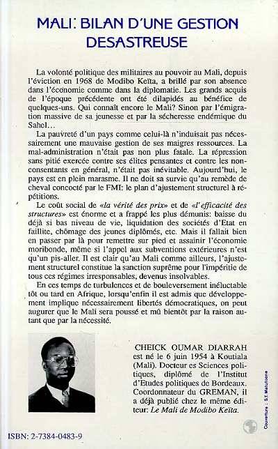 Livres Sciences Humaines et Sociales Sciences sociales Mali: Bilan d'une gestion désastreuse Cheick Oumar Diarrah