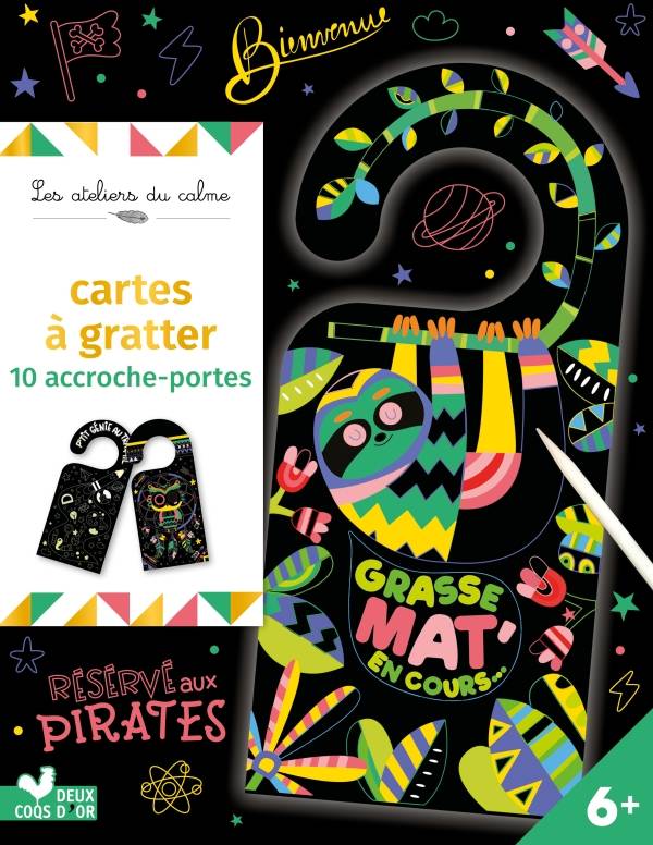 Cartes à gratter - 10 accroche-portes - pochette avec accessoires