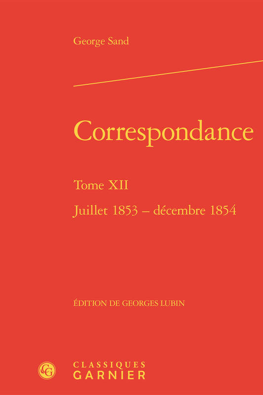 12, Correspondance, Juillet 1853 - décembre 1854