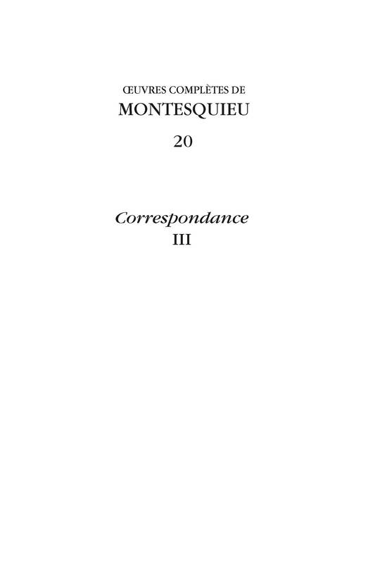 oeuvres complètes, Correspondance, III