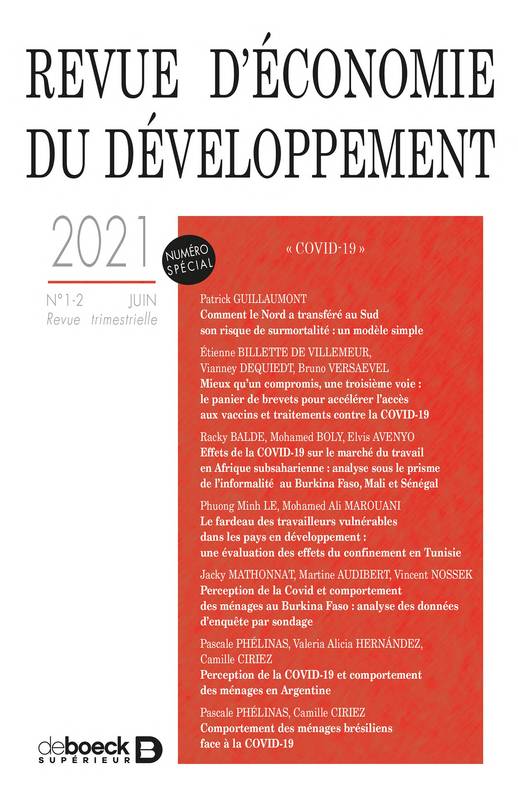 Revue d'économie du développement - volume 29, « Covid-19 »