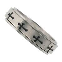 BAGUE DIZAINIER ROTATIF INOX CROIX T54/17