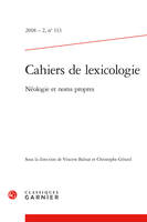 Cahiers de lexicologie, Néologie et noms propres