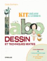 Labo dessin et techniques mixtes / kit créatif et ludique, 1 livre d'exercices + 1 livre de griffonnage = 2 x plus d'idées à croquer.