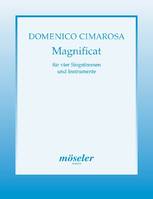 Magnificat, mixed choir (SATB), 2 oboes, 2 trumpets, timpani, strings and basso continuo. Partition.