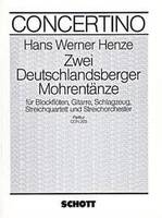 2 Deutschlandsberger Mohrentänze, 4 recorders, guitar, percussion, string quartet and string orchestra. Partition.