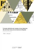 Comptes définitifs des recettes et des dépenses des services locaux de la Colonie de Mayotte