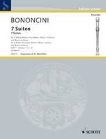 Seven Suites, 2 treble recorders (flutes, oboes, violins) and basso continuo; cello (viola da gamba) ad libitum.