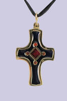 PENDENTIF CREATION BENEDICTINE CROIX BRONZE BLEU