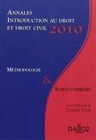 ANNALES INTRODUCTION AU DROIT ET AU DROIT CIVIL 2010