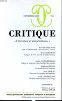 Critique 714 Littérature et antisémitisme, Littérature et antisémitisme, Littérature et antisémitisme