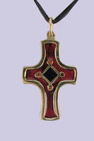 PENDENTIF CREATION BENEDICTINE CROIX BRONZE ROUGE