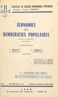 Économies des démocraties populaires (textes et analyses) (6). Critères des choix de l'investissement en U.R.S.S.