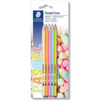 STAEDTLER® - Blister 5 crayons graphite assortis (blanc, jaune, orange, rose et bleu) - Edition Pastel