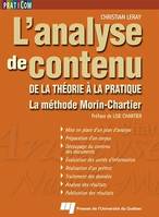 L'analyse de contenu, De la théorie à la pratique - La méthode Morin-Chartier