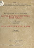 Constantes sélectionnées : Pouvoir rotatoire magnétique (effet Faraday), Effet magnéto-optique de Kerr