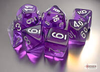 Set de 7 Mini Dés - Translucent - Purple/White