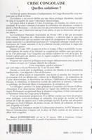 CRISE CONGOLAISE QUELLES SOLUTIONS ?, colloque d'Aix-en-Provence, 17 et 18 avril 1999