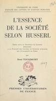 L'essence de la société selon Husserl, Thèse pour le Doctorat ès lettres