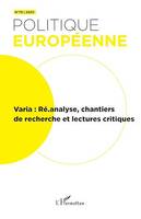 Varia : Ré.analyse, chantiers de recherche et lectures critiques