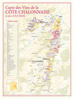 Carte des vins de la Côte Chalonnaise et du Couchois, 30 x 40  cm