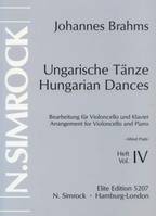 Hungarian Dances, No. 17-21. cello and piano.