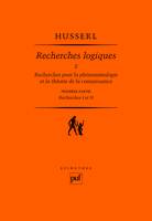 Première partie, Recherches I et II, Recherches logiques. Tome 2, volume 1, Recherches pour la phénoménologie et la théorie de la connaissance. Première partie : recherches I et II