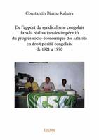De l’apport du syndicalisme congolais dans la réalisation des impératifs du progrès socio-économique des salariés en droit positif congolais, de 1921 a 1990