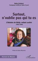 Surtout, n'oublie pas qui tu es, L'histoire de Betty, enfant caché - 1943-1944