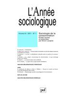 L' année sociologique 2011 - vol. 61 - n° 1, Sociologie de la consommation