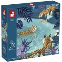 Puzzle 1000 pcs - Tigres au clair de Lune