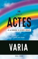 Actes de la recherche en sciences sociales Actes de la recherche en sciences sociales, n° 245. Varia