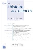 Revue d'histoire des sciences 1/2024, Varia