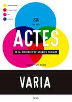 Actes de la recherche en sciences sociales Actes de la recherche en sciences sociales, n° 238. Varia