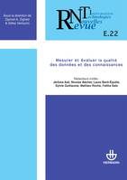 Revue des nouvelles technologies de l'information, n°E-22, Mesurer et évaluer la qualité des données et des connaissances